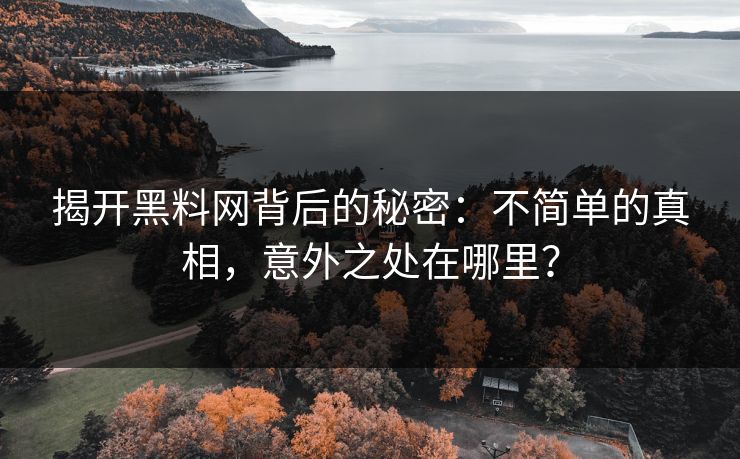 揭开黑料网背后的秘密：不简单的真相，意外之处在哪里？