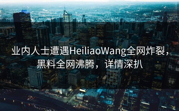业内人士遭遇HeiliaoWang全网炸裂，黑料全网沸腾，详情深扒
