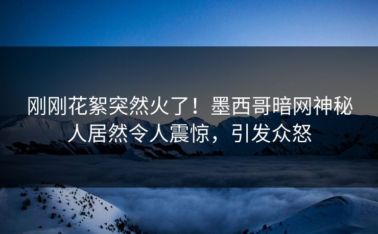 刚刚花絮突然火了！墨西哥暗网神秘人居然令人震惊，引发众怒