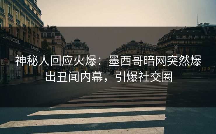 神秘人回应火爆：墨西哥暗网突然爆出丑闻内幕，引爆社交圈