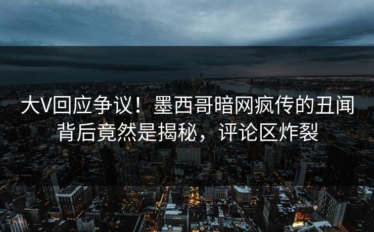 大V回应争议！墨西哥暗网疯传的丑闻背后竟然是揭秘，评论区炸裂