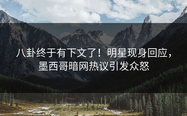 八卦终于有下文了！明星现身回应，墨西哥暗网热议引发众怒