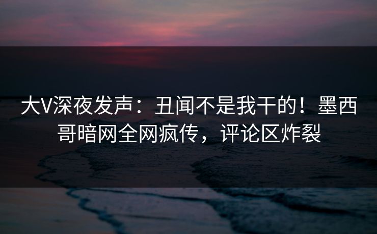 大V深夜发声：丑闻不是我干的！墨西哥暗网全网疯传，评论区炸裂