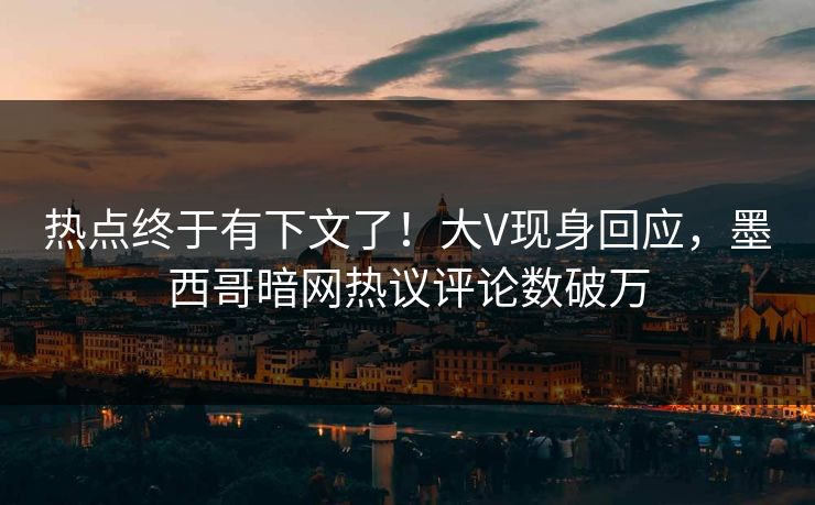 热点终于有下文了！大V现身回应，墨西哥暗网热议评论数破万