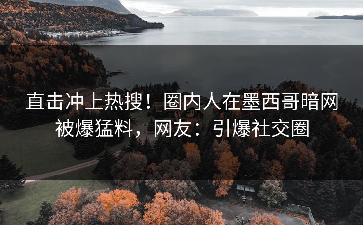 直击冲上热搜！圈内人在墨西哥暗网被爆猛料，网友：引爆社交圈