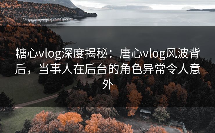 糖心vlog深度揭秘：唐心vlog风波背后，当事人在后台的角色异常令人意外